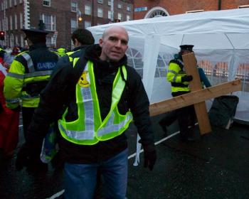 Irish police remove cross from pro-life demonstration