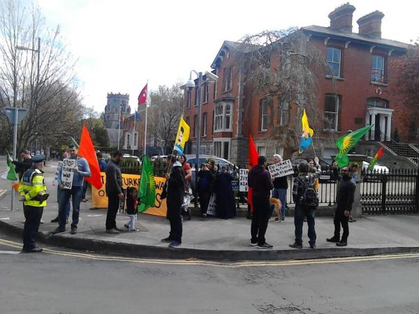 Kurdish solidarity picket of Turkish embassy in Dublin